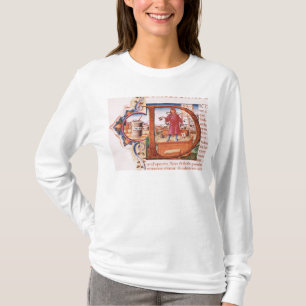 T-shirts Historiated rubrica "D" que descreve um apothecary