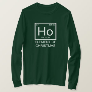T-shirts Ho Elemento do Natal Manga Longa Unisex (verde)