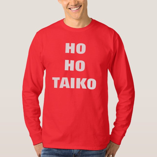 T-shirts HO HO Capa longa da T-camisa do Natal de TAIKO (Frente)