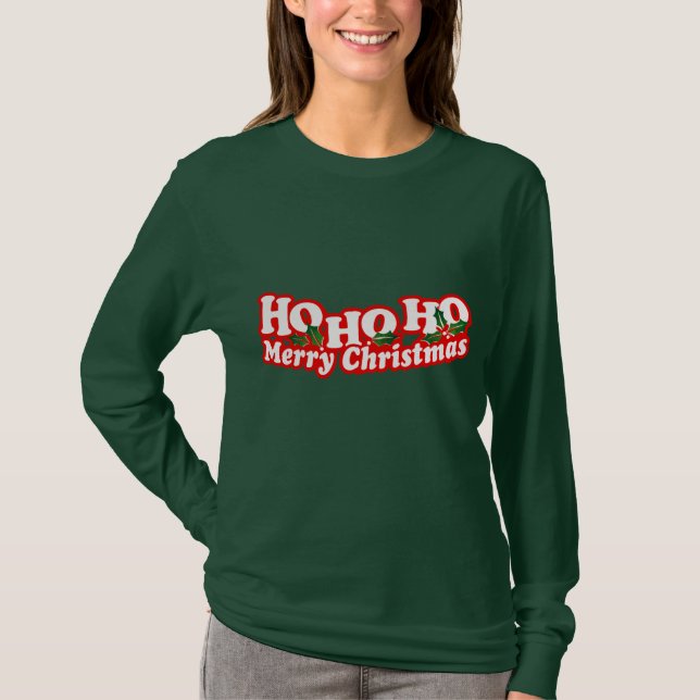 T-shirts Ho Ho Feliz Natal Vermelho (Frente)