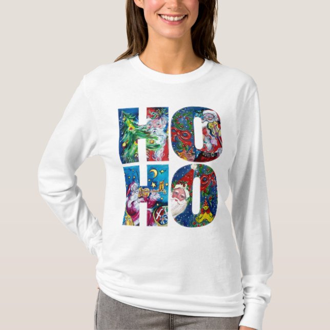 T-SHIRTS HO HO HO PAPAIS NOEIS NATAL MÚSICO À NOITE (Frente)