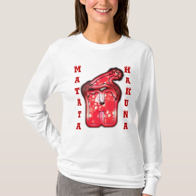 T-shirts HO HO Papais noeis Natal HakunaMatata Gift Camiset (Frente)