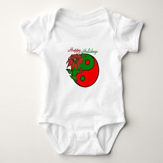 T-shirts Holiday Yin Yang Poinsettia Green Red (Frente)