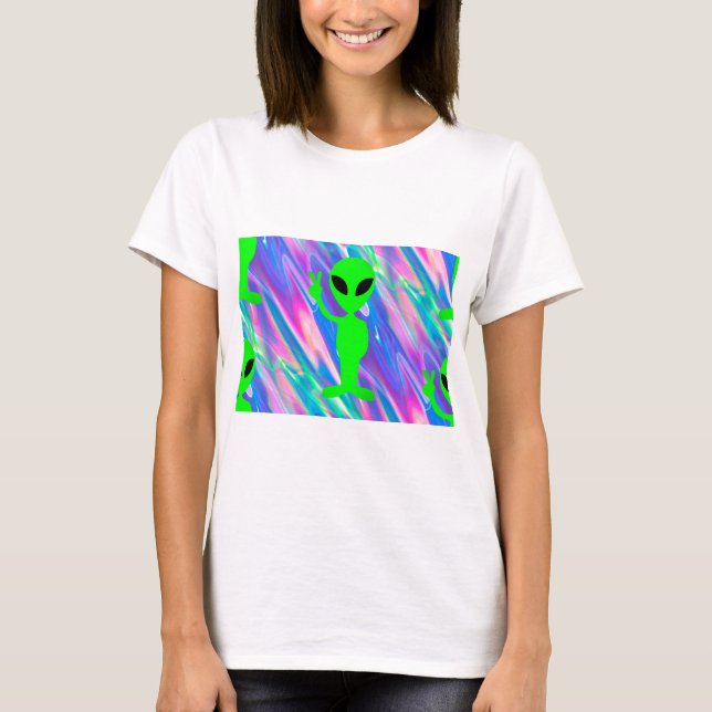 T-shirts holograma de alienígena (Frente)