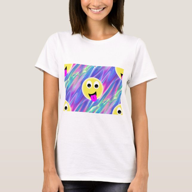 T-shirts holograma de emoji (Frente)