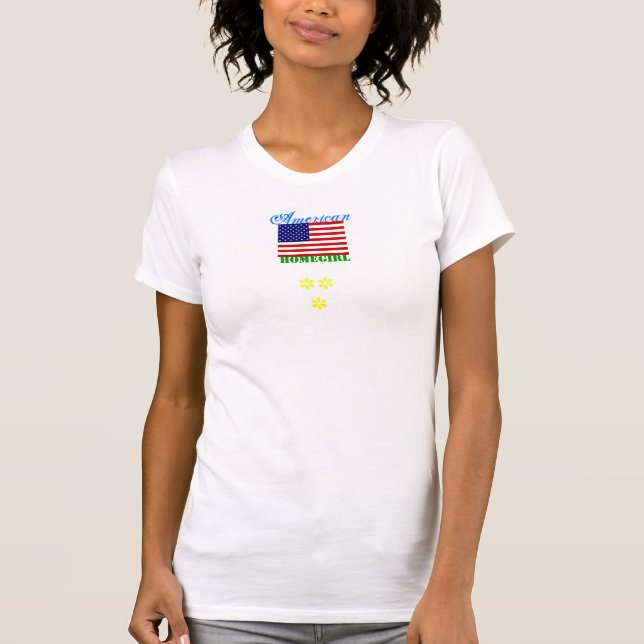 T-shirts homegirl americano + bandeira dos E.U. (Frente)