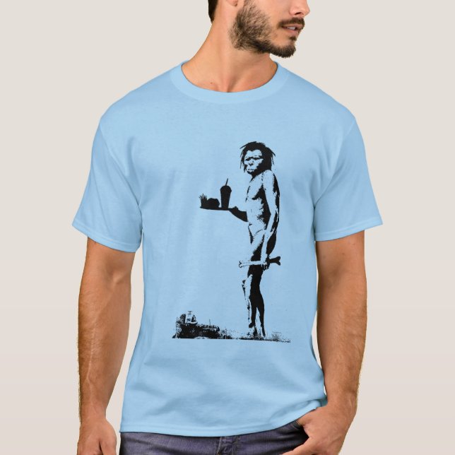 T-shirts Homem das cavernas do fast food (Frente)
