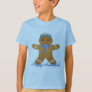 T-shirts Homem de gengibre da Menorá de Hanukkah feliz