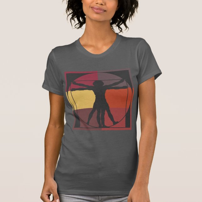 T-shirts Homem de Vitruvian do bloco da cor (Frente)