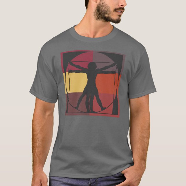 T-shirts Homem de Vitruvian do bloco da cor (Frente)