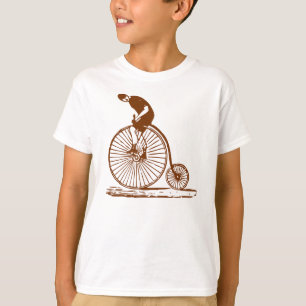 T-shirts Homem em um Penny Farthing - Marrom