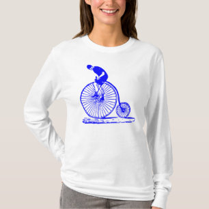 T-shirts Homem em uma penny Farthing - Azul