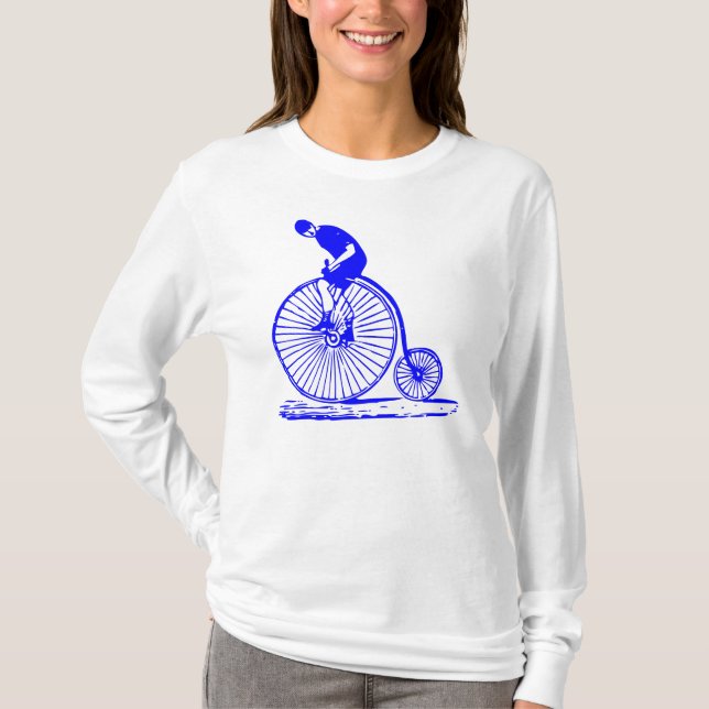 T-shirts Homem em uma penny Farthing - Azul (Frente)