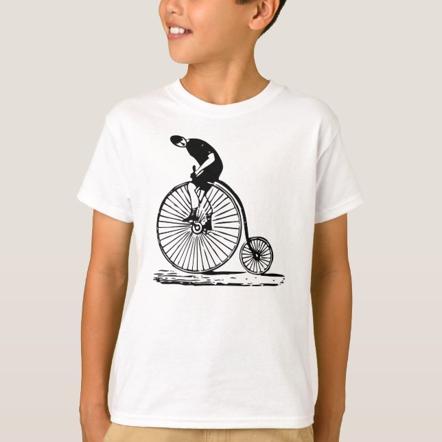 T-shirts Homem em uma penny Farthing - Preto (Frente)