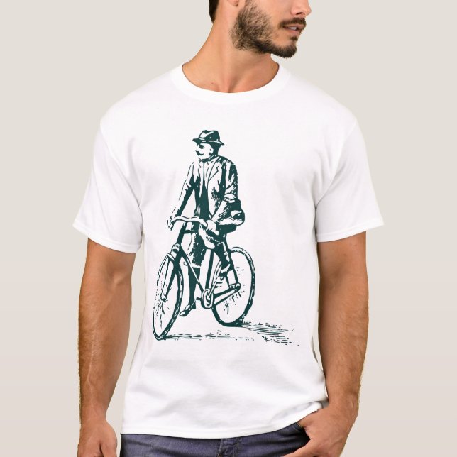 T-shirts Homem numa bicicleta - Verde escuro (Frente)