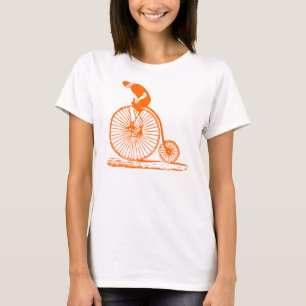 T-shirts Homem numa Penny Farthing - Laranja