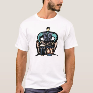 T-shirts Homem que joga o gráfico estilizado dos bongos