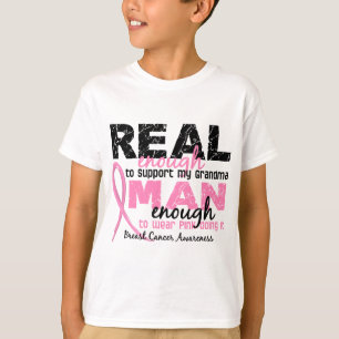 T-shirts Homem Real O Suficiente Para Vovó 2 Cancer Da Mama