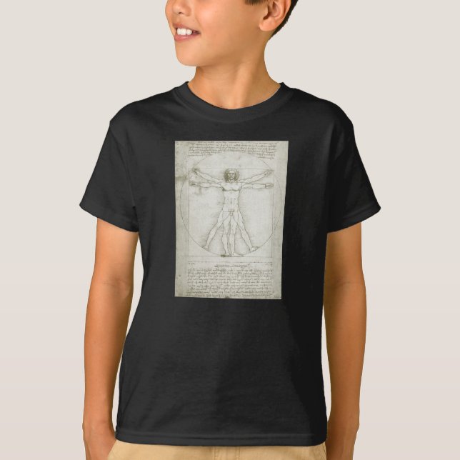 T-shirts Homem Vitruviano de Leonardo da Vinci (Frente)