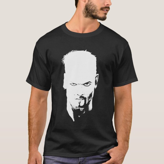 T-shirts Homem Zangado Espetando Negro e Branco (Frente)