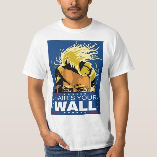 T-shirts Homens da parede do cabelo de Donald Trump o (Frente)