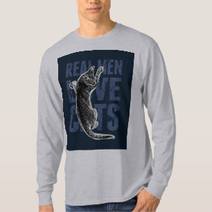 T-shirts Homens Reais Adoram Gatos de Aço Azul