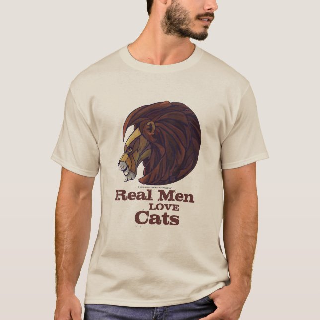 T-shirts Homens Reais de Arte Lion Adoram Camiseiros Mascul (Frente)