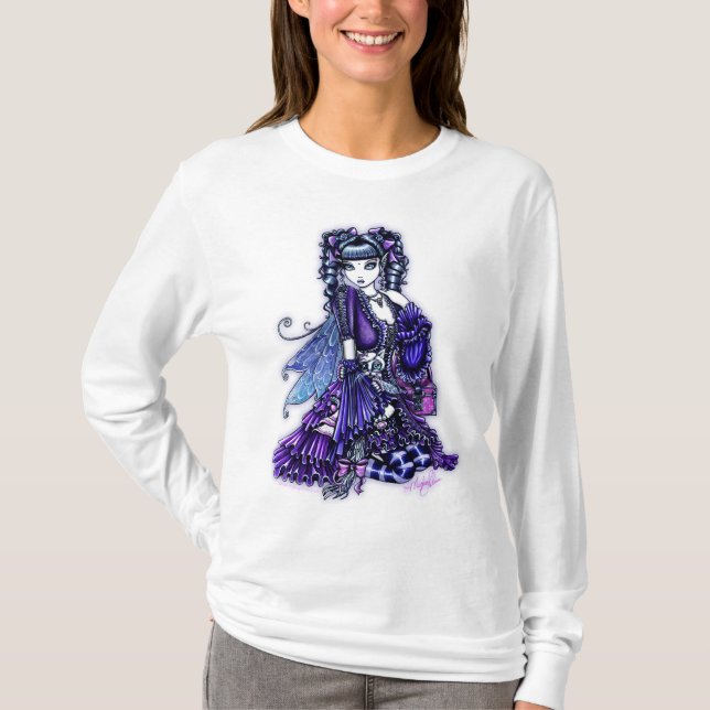 T-shirts Hoodie branco feericamente Ruffled da boneca de (Frente)