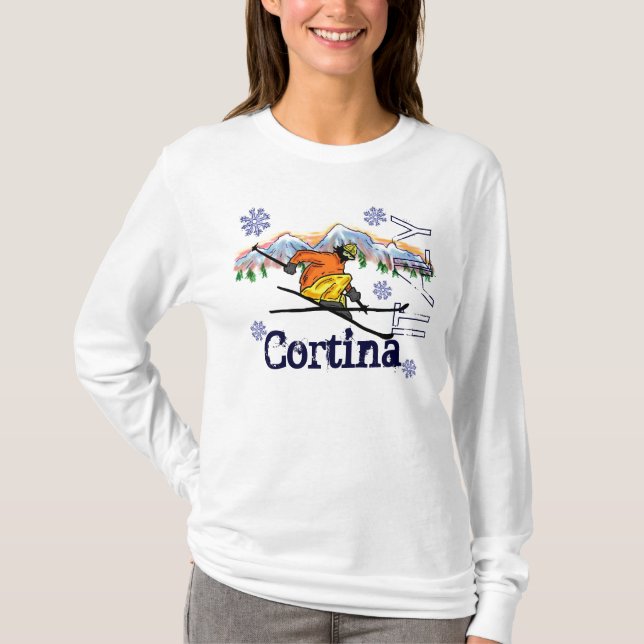 T-shirts Hoodie do esqui da montanha de Italia da cortina (Frente)