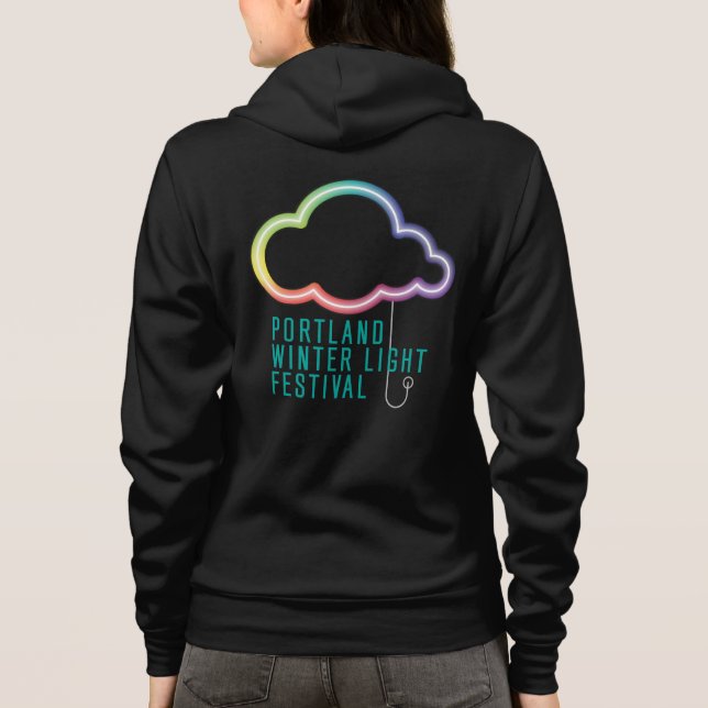 T-shirts Hoodie do fecho de correr das mulheres de PWLF - (Verso)