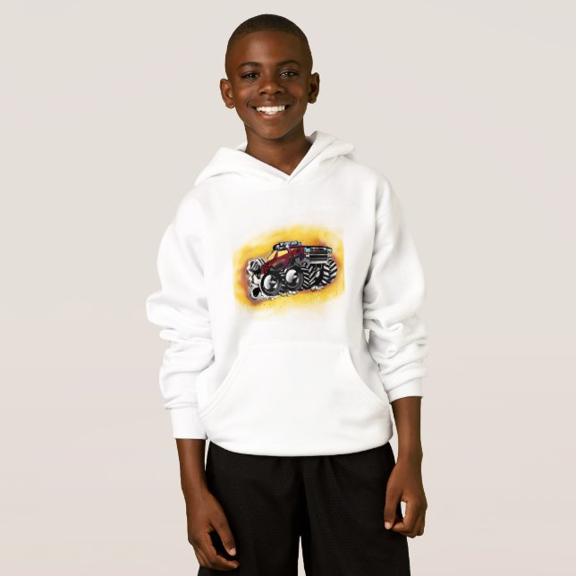 T-shirts Hoodie do monster truck para meninos (Frente Completa)