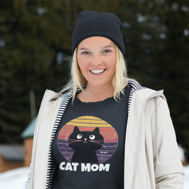 T-Shirts Hoodie, ESTILO DE RETRO DA MOM CAT (Criador carregado)