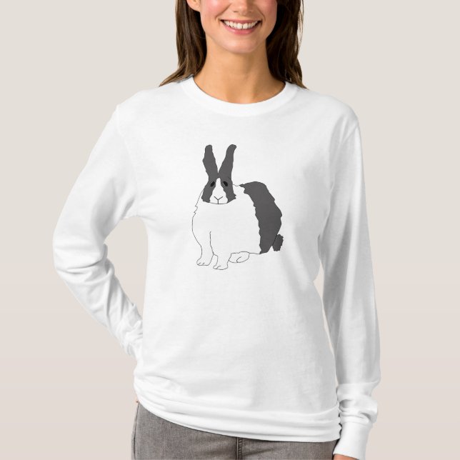 T-shirts Hoodie holandês das mulheres do coelho (Frente)