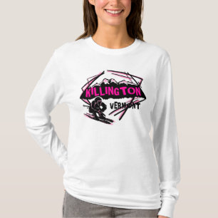 T-shirts Hoodie preto de esqui rosa Killington Vermont