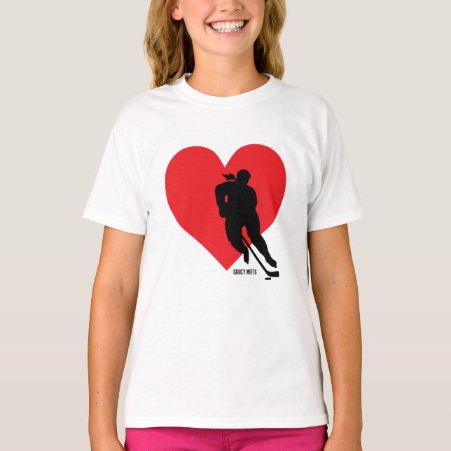 T-shirts Hóquei em Hockey com Coração (Frente)