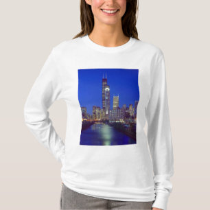 T-shirts Horizonte de Chicago, Illinois, à noite com Chicag