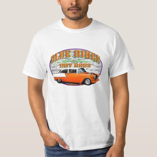 T-shirts Hot rod azuis de Ridge (Frente)
