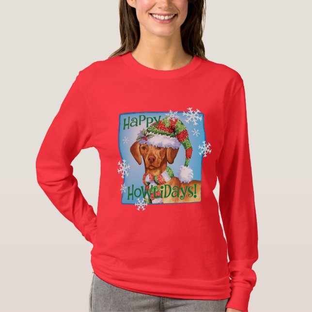 T-shirts Howlidays feliz Vizsla (Frente)