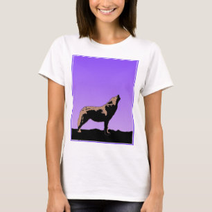T-shirts Howling Wolf at Sunset - Arte original sobre a vid