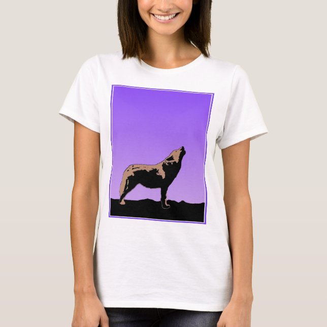 T-shirts Howling Wolf at Sunset - Arte original sobre a vid (Frente)
