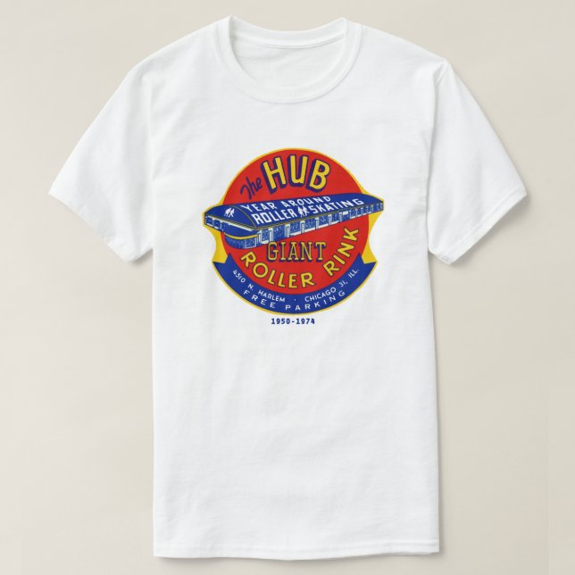 T-shirts Hub Roller Rink Chicago/Norridge Illinois (Frente do Design)