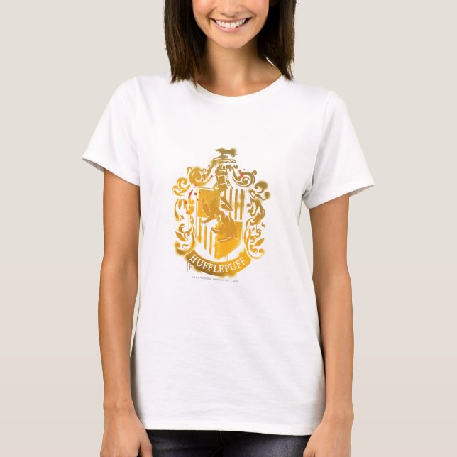 T-shirts Hufflepuff Crest - Splattered (Frente)