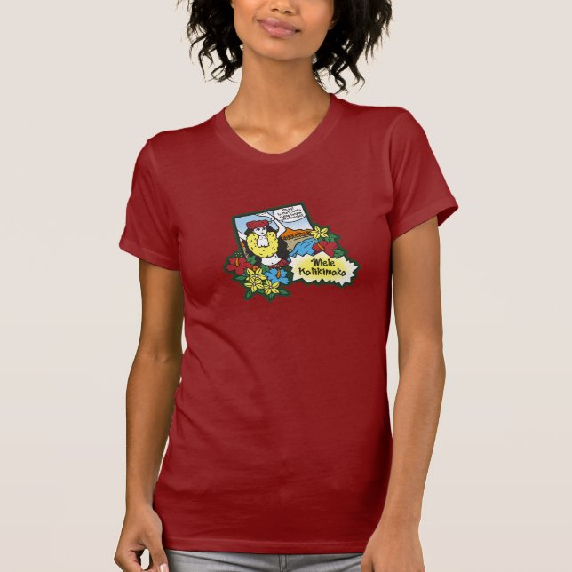 T-shirts Hula Girl Mele Kalikimaka Cartoon de Natal no Hava (Frente)