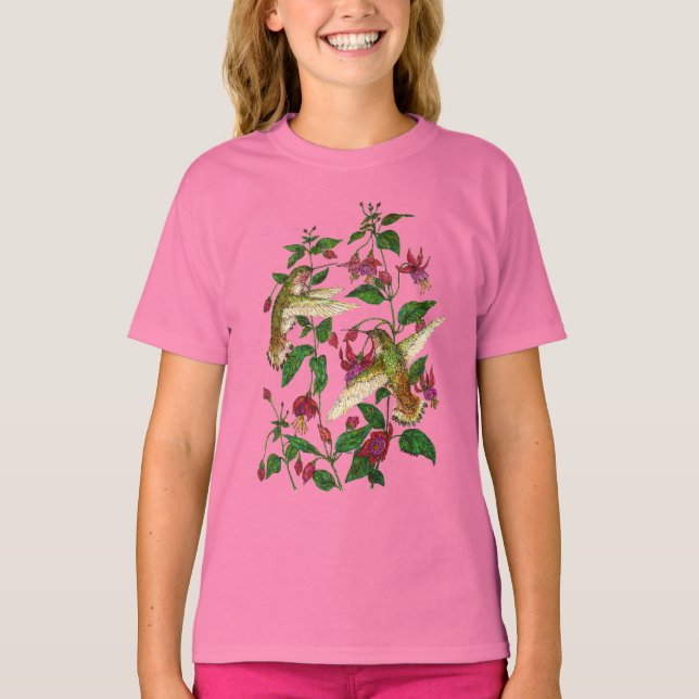 T-shirts Hummingbird de Allan com Fuschia (Frente)