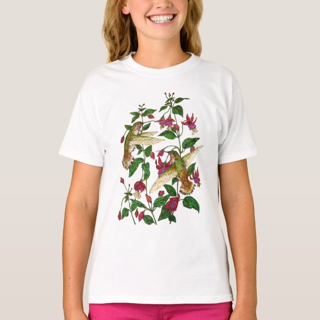 T-shirts Hummingbird de Allan com Fuschia (Frente)