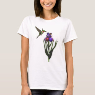 T-shirts Hummingbird Iris Flower