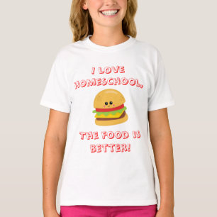 T-shirts Humor de Ensino em Casa com Cheeseburger