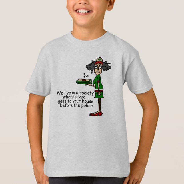 T-shirts Humor de Entrega de Pizza (Frente)