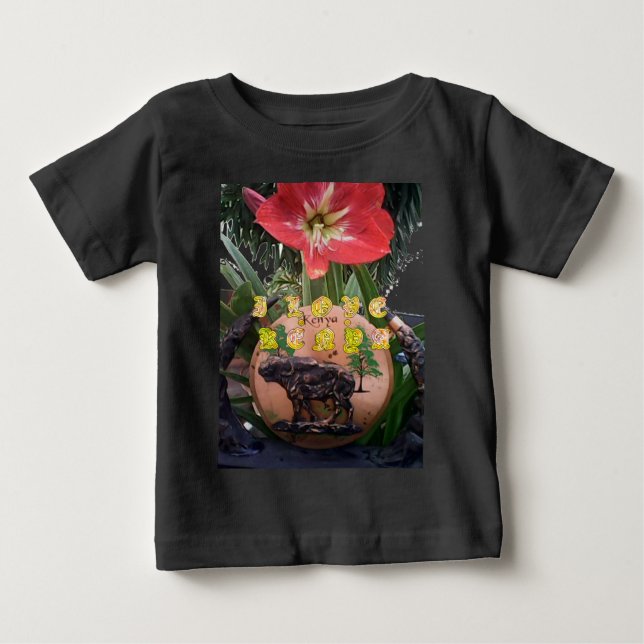 T-shirts I (Coração) Patch de Buffalo do Quênia/Impressão (Frente)