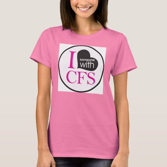T-shirts I {Heart} Alguém com CFS (rosa) (Frente)
